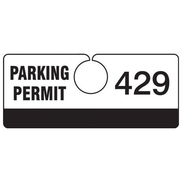 Accuform Parking Permit Tag, Numbered 800-899, Black, 2in x 4.75in, Laminated PF-Cardstock, 100PK TNT429BKJ - main